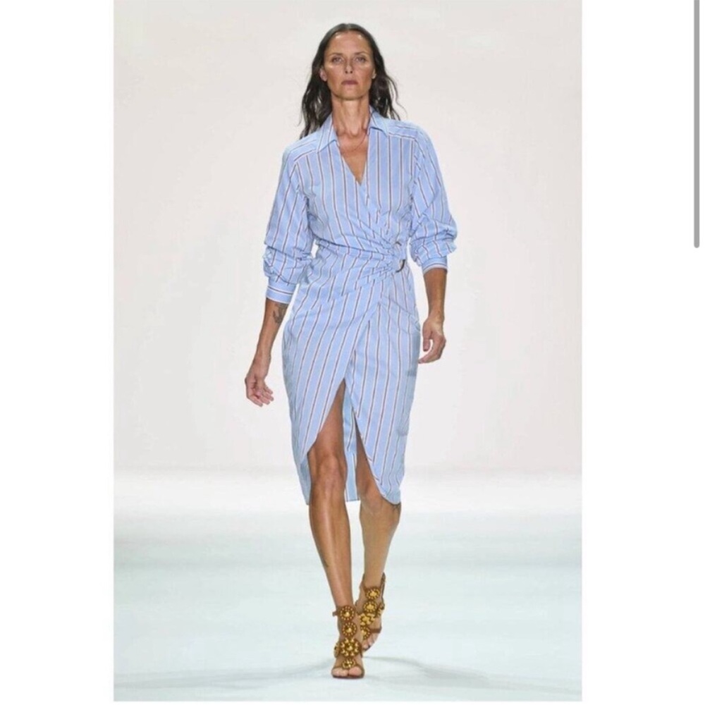 Veronica Beard afton striped wrap dress